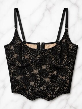 White Fox Black Lace Bustier Crop Top (245)